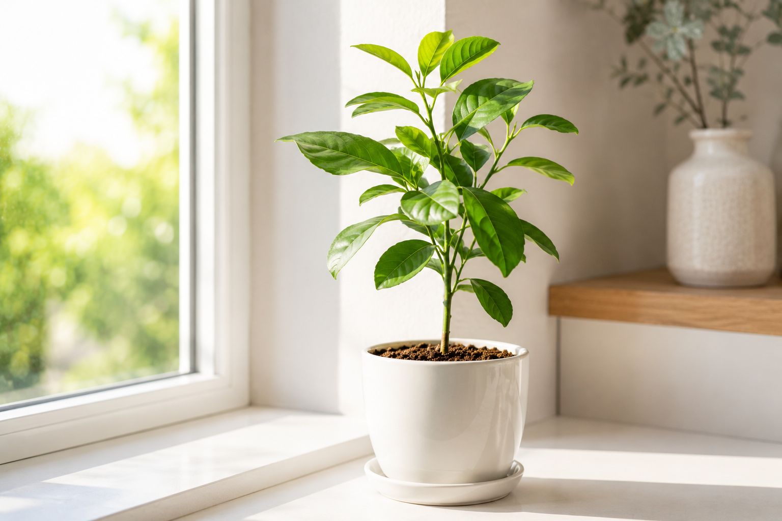 Young lemon tree in a pot