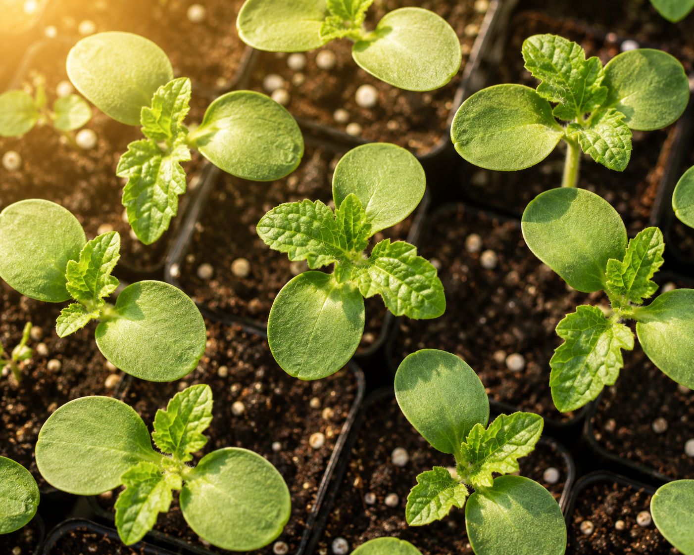 Watermelon seedlings growing in a sunny spot