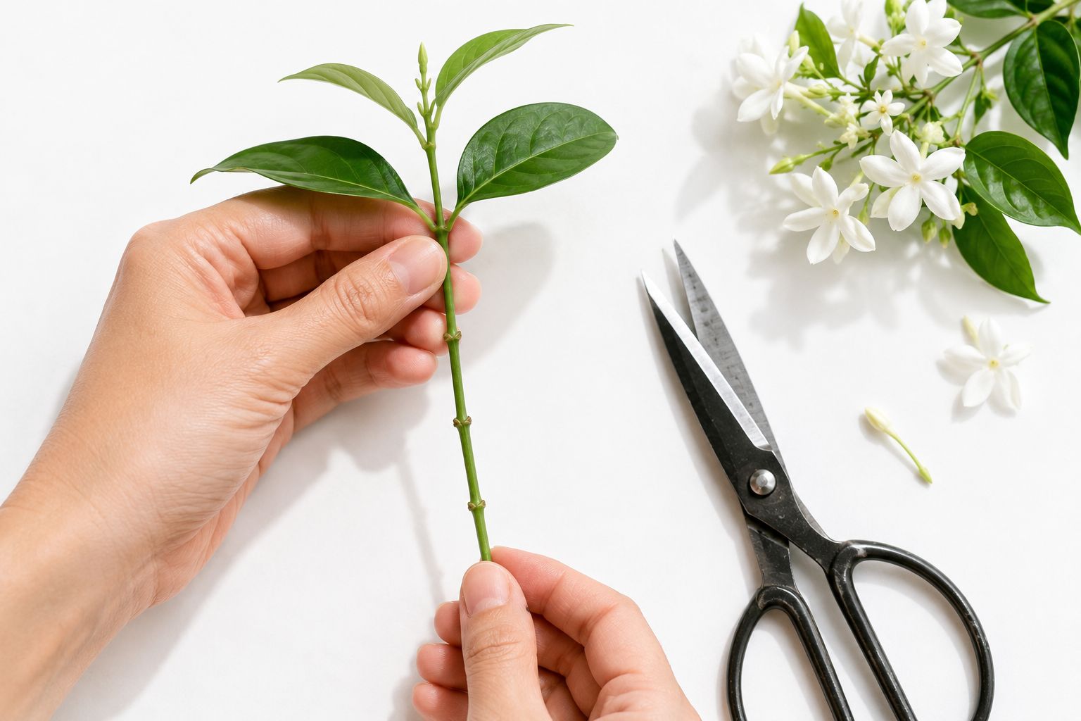 Jasmine stem cutting ready to propagate