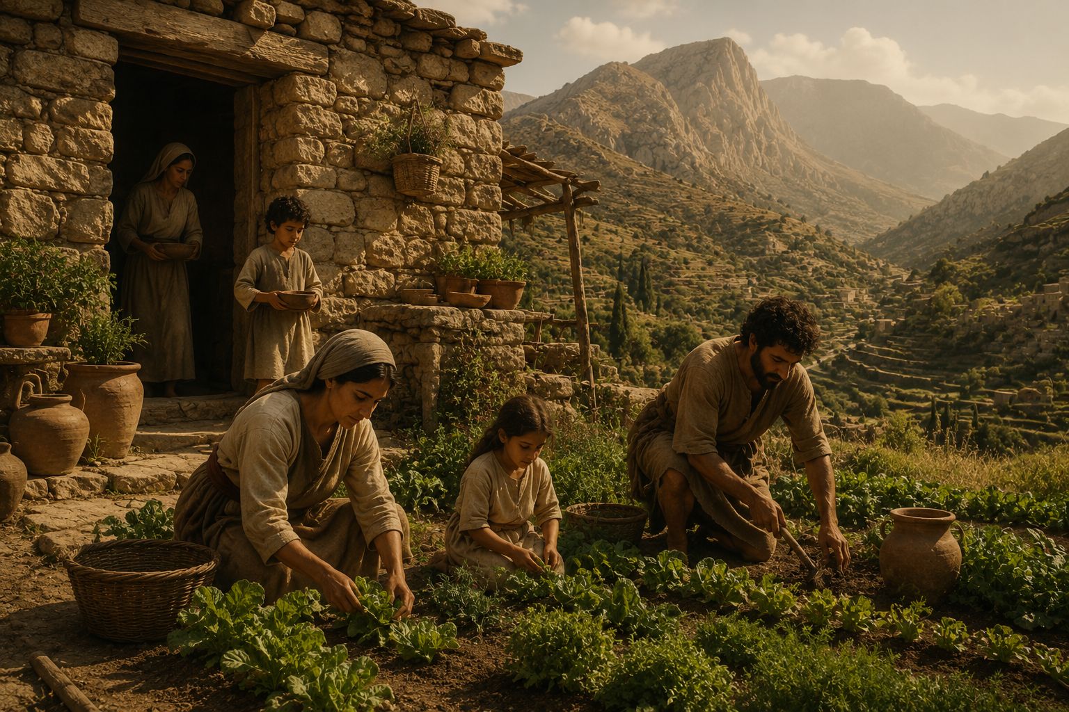 ancient farming family image