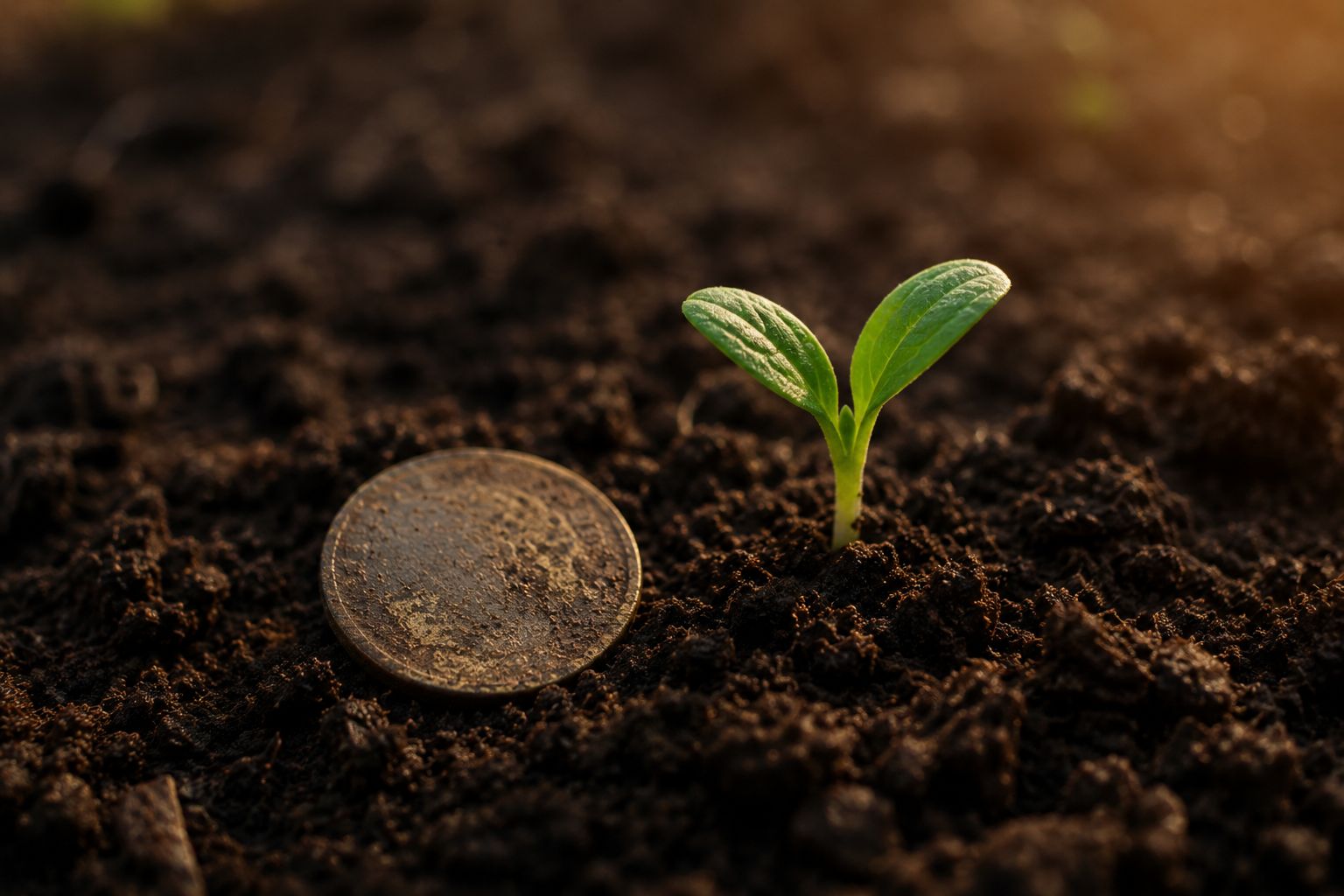 coin on soil image