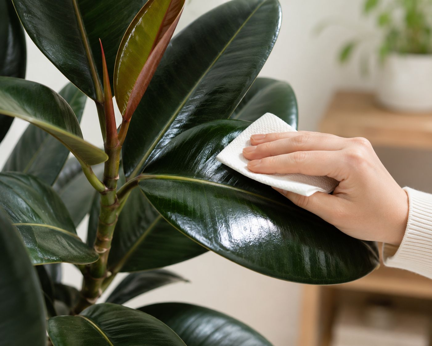 Healthy thriving Ficus plant indoors