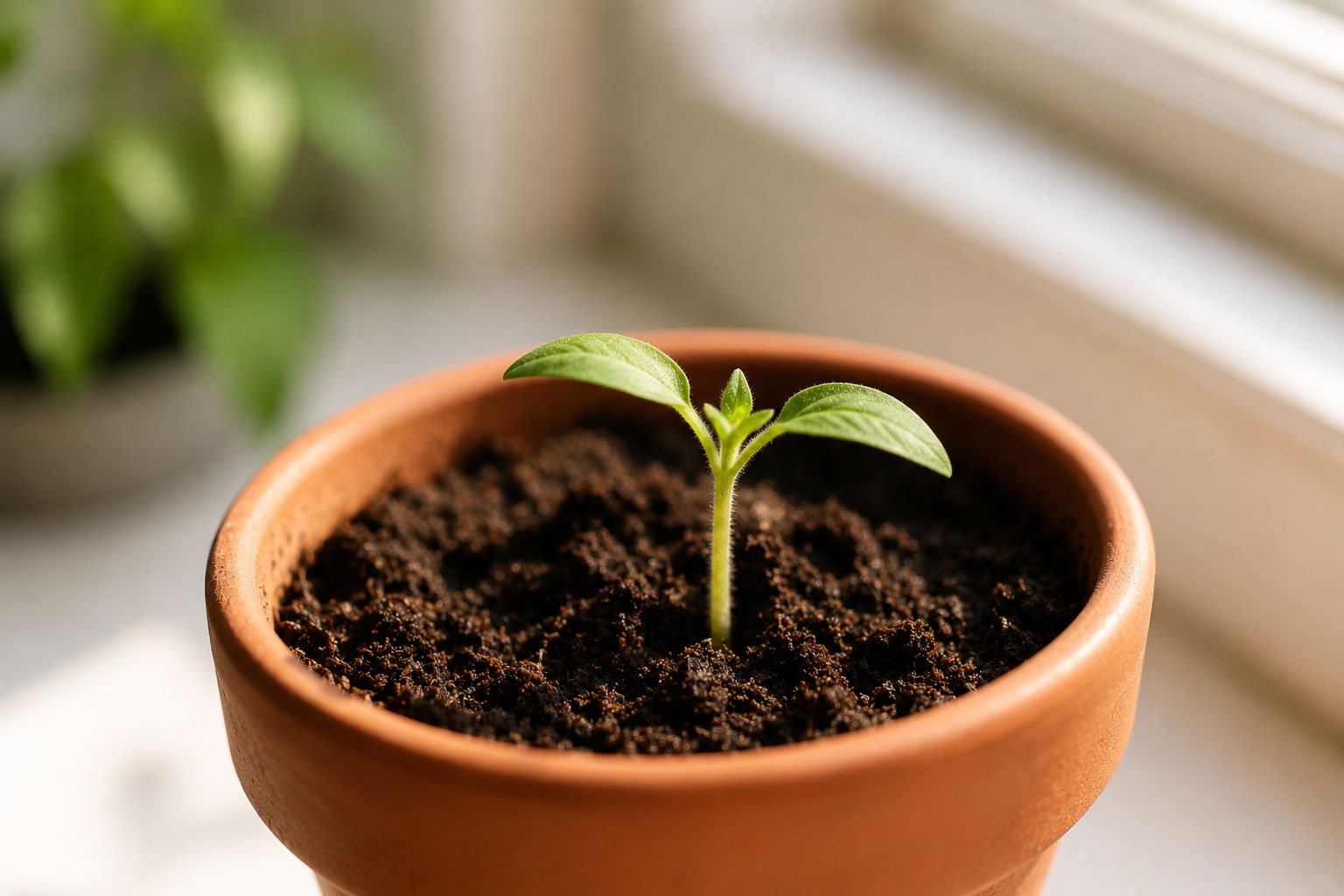 Tomato seedling sprouting