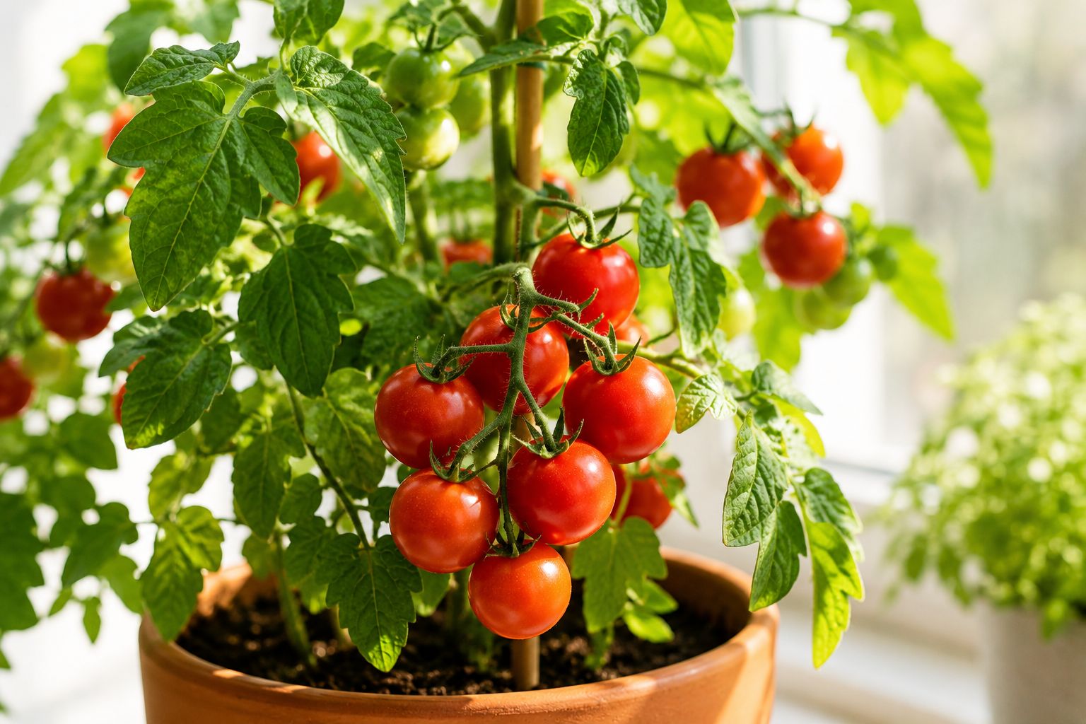 Ripe tomatoes on plant