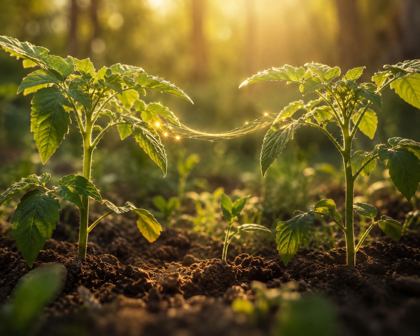 Two plants connected by light